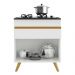 Balcão Cozinha para Cooktop 70cm 1 Porta 1 Gaveta Veneza Multimóveis V3706 Branco/Dourado