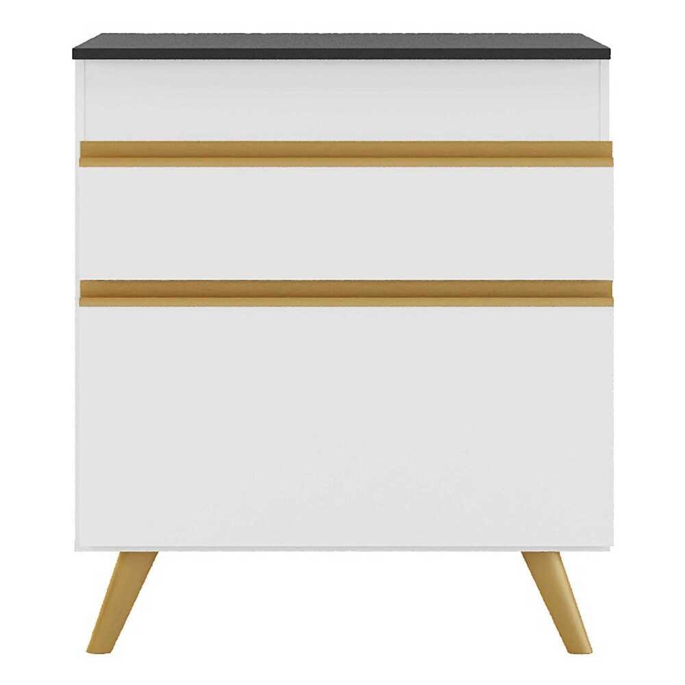 Balcão Cozinha para Cooktop 70cm 1 Porta 1 Gaveta Veneza Multimóveis V3706 Branco/Dourado
