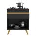 Balcão Cozinha para Cooktop 70cm 1 Porta 1 Gaveta Veneza Multimóveis V3706 Preto/Dourado