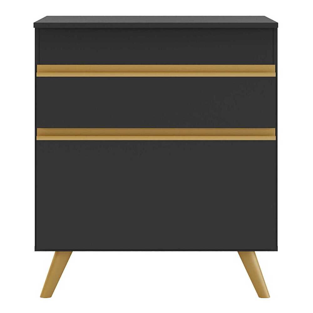 Balcão Cozinha para Cooktop 70cm 1 Porta 1 Gaveta Veneza Multimóveis V3706 Preto/Dourado