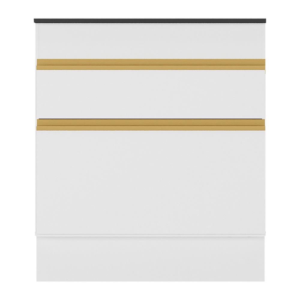 Balcão Cozinha para Cooktop 70cm com Rodapé  1 Porta 1 Gaveta Veneza Multimóveis V2118 Branco/Dourado