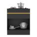 Balcão Cozinha para Cooktop 70cm com Rodapé  1 Porta 1 Gaveta Veneza Multimóveis V2118 Preto/Dourado