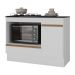 Balcão Cozinha para Cooktop e Forno 105cm 1 Porta 1 Gaveta com Rodapé Veneza Multimóveis MP2295 Branco/Dourado