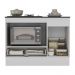 Balcão Cozinha para Cooktop e Forno 105cm 1 Porta 1 Gaveta com Rodapé Veneza Multimóveis MP2295 Branco/Dourado
