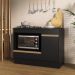 Balcão Cozinha para Cooktop e Forno 105cm 1 Porta 1 Gaveta com Rodapé Veneza Multimóveis MP2295 Preto/Dourado