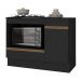 Balcão Cozinha para Cooktop e Forno 105cm 1 Porta 1 Gaveta com Rodapé Veneza Multimóveis MP2295 Preto/Dourado