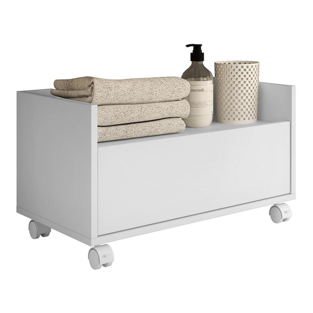 Balcão Gabinete Banheiro com Rodízios 80cm Multimóveis V2608 Branco