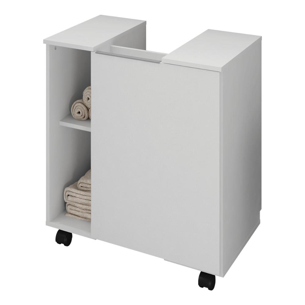 Balcão Gabinete de Banheiro com 1 Porta e Rodízios 55,3cm Multimóveis CR10129 Branco