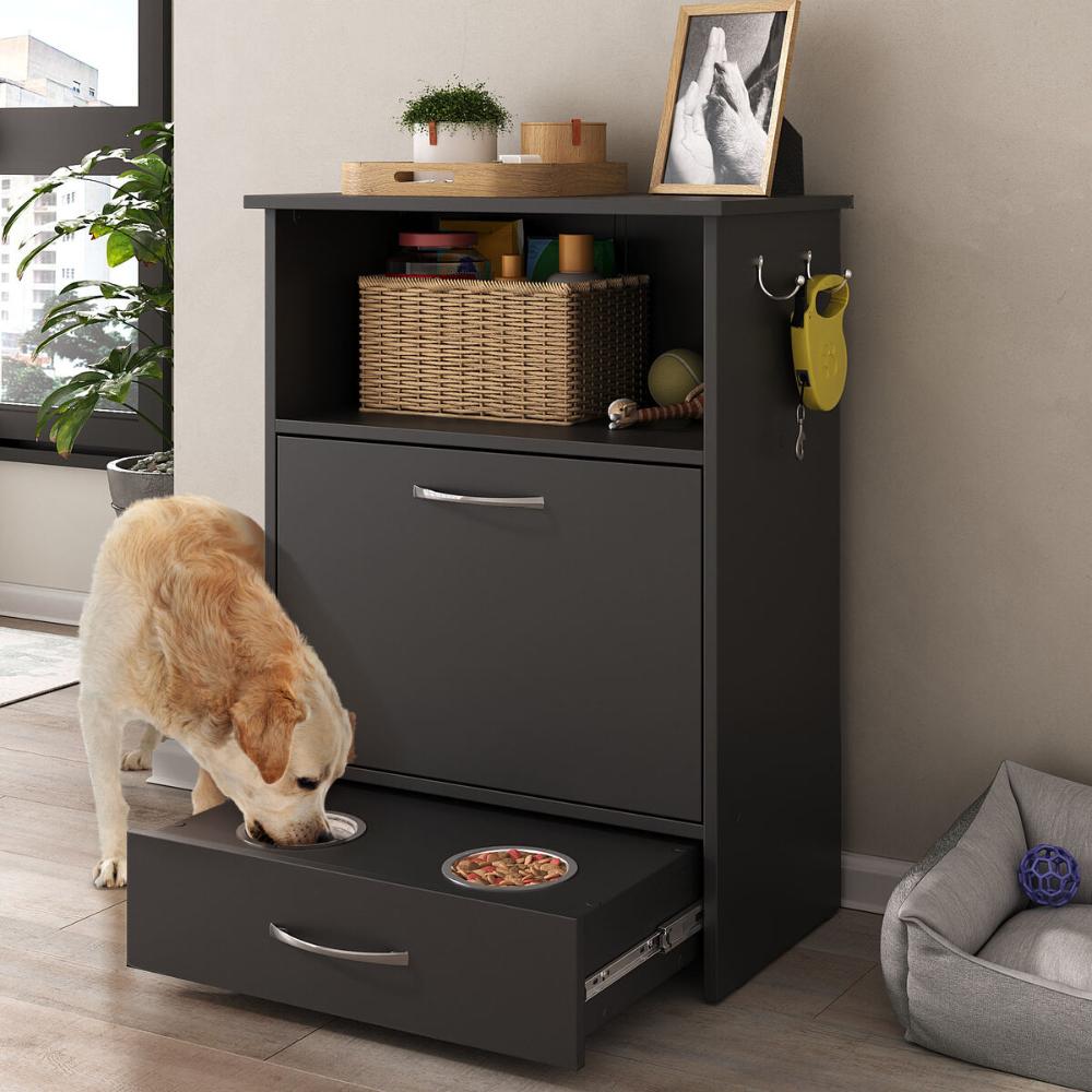 Balcão Multiuso/Comedouro para Cães e Gatos Multimóveis MP6026 Preto