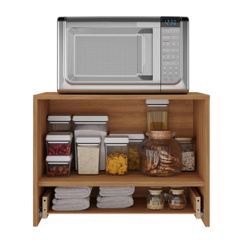 Balcão Suspenso para Forno/Micro-ondas 1 Porta e 1 Gaveta Multimóveis CR20345 Amêndoa