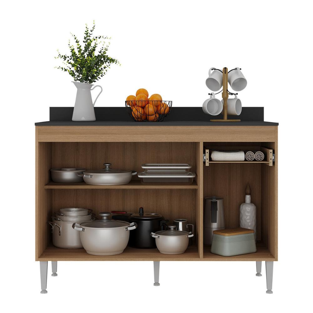 Balcão de Cozinha 120cm Gabinete para Pia Paris Multimóveis MP2233 Rustic/Branco