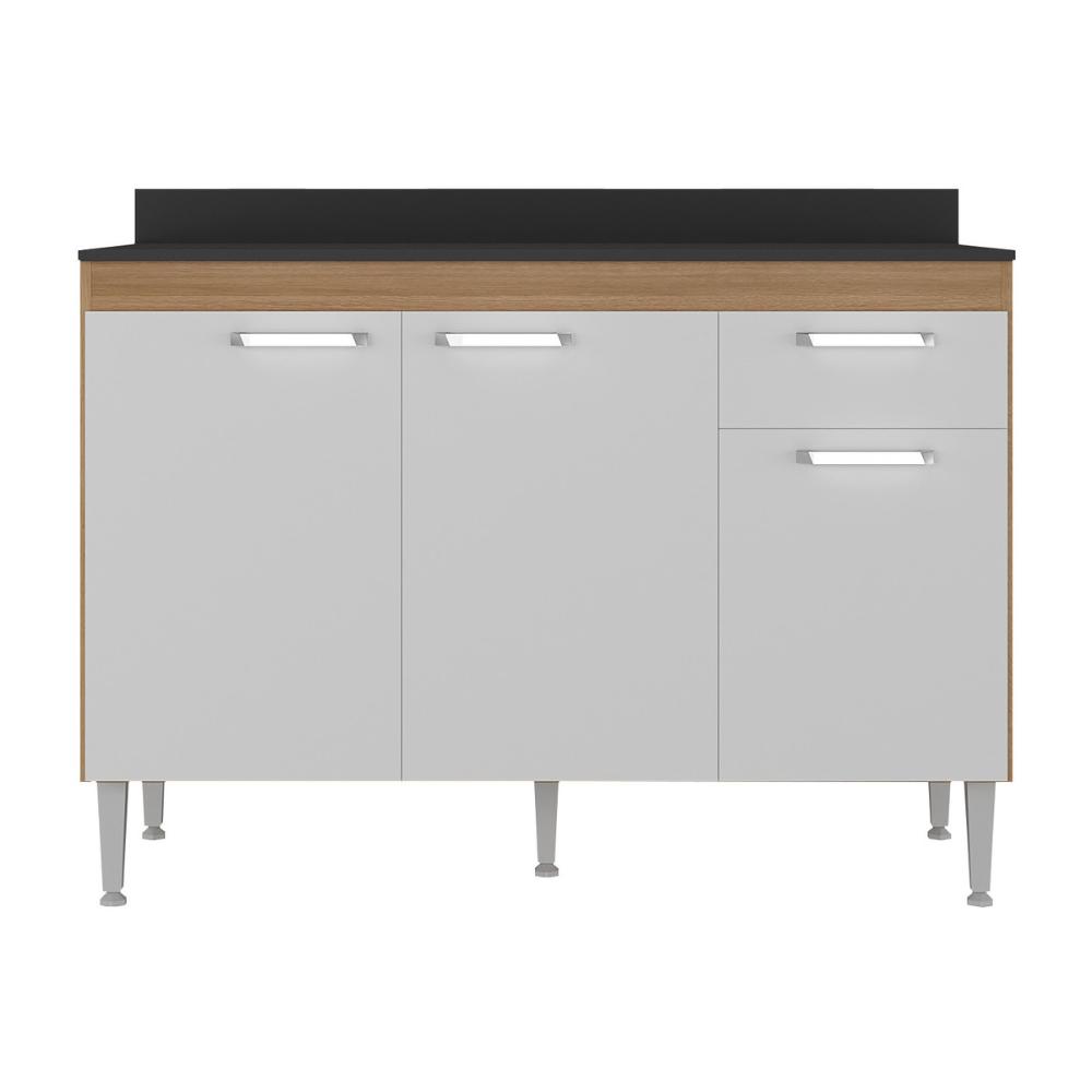 Balcão de Cozinha 120cm Gabinete para Pia Paris Multimóveis MP2233 Rustic/Branco