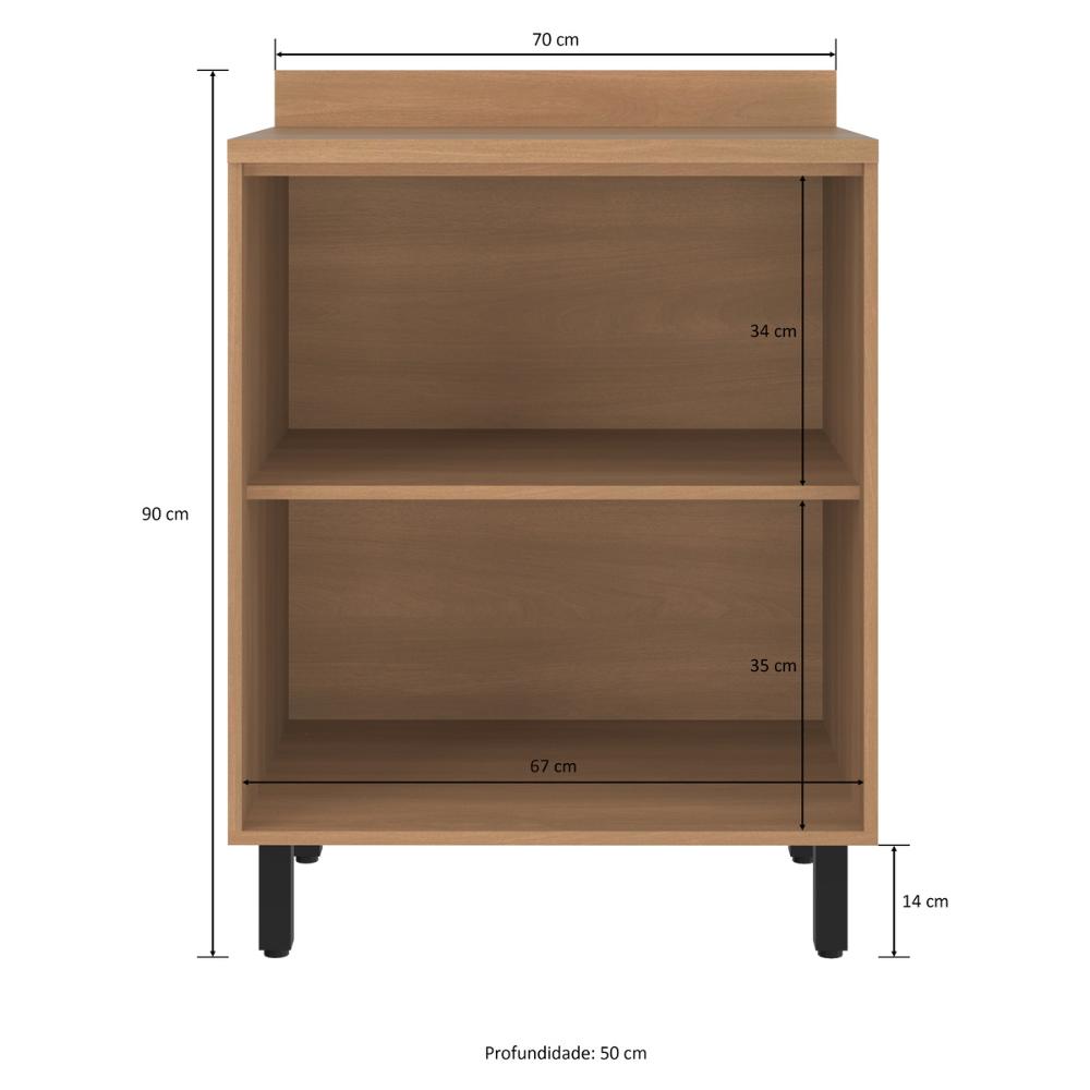Balcão de Cozinha 70cm para Cooktop com Tampo e 2 Portas Havana Multimóveis CR20309 Rovere/Grafite