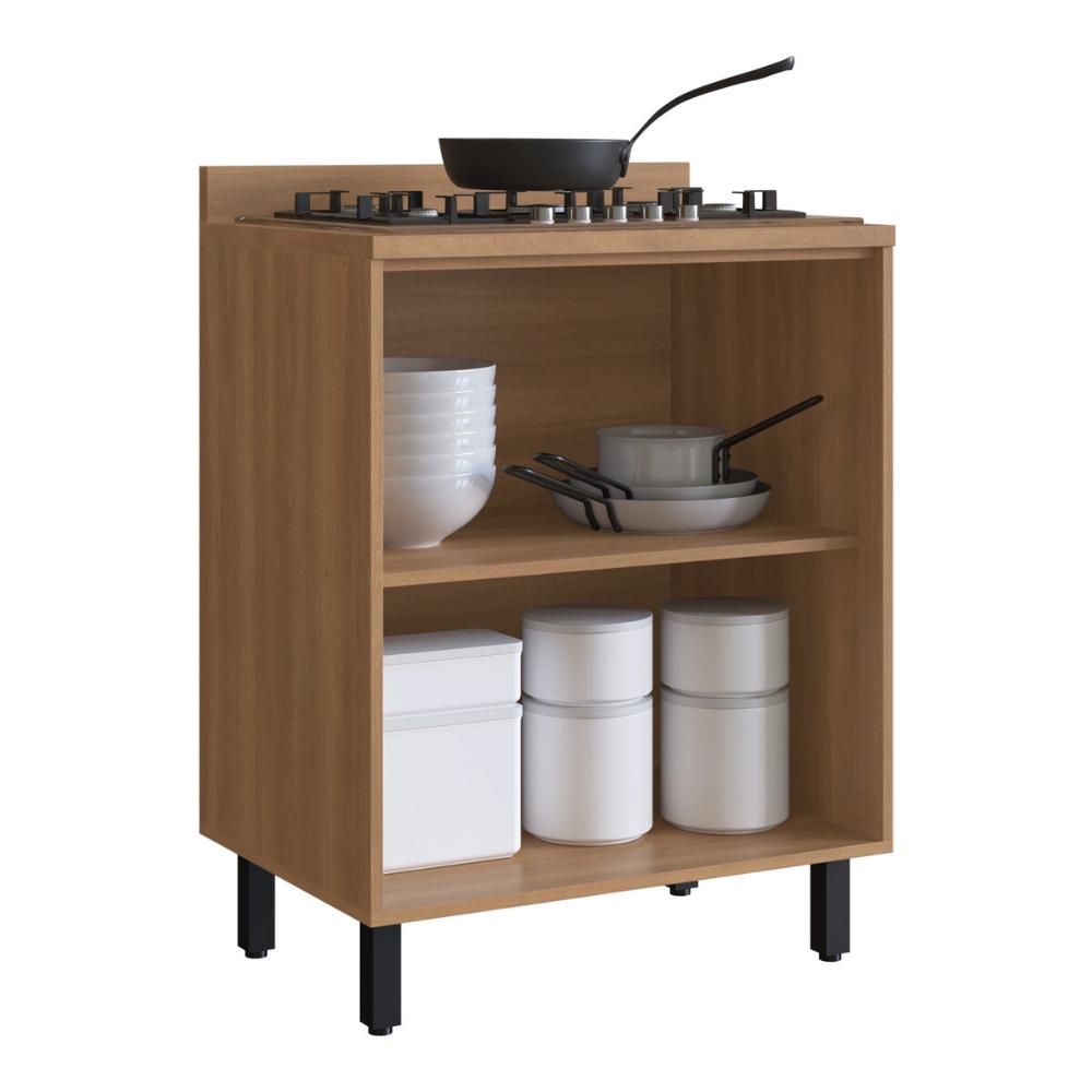 Balcão de Cozinha 70cm para Cooktop com Tampo e 2 Portas Havana Multimóveis CR20309 Rovere/Grafite