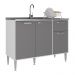 Balcão de Cozinha Gabinete Pia 105cm 3 Portas 1 Gaveta Siena Multimóveis MP2190 Branco Branco/Lacca Fumê