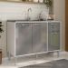 Balcão de Cozinha Gabinete Pia 105cm 3 Portas 1 Gaveta Siena Multimóveis MP2190 Branco Branco/Lacca Fumê