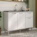 Balcão de Cozinha Gabinete Pia 105cm 3 Portas 1 Gaveta Xangai Multimóveis MP2246 Branco