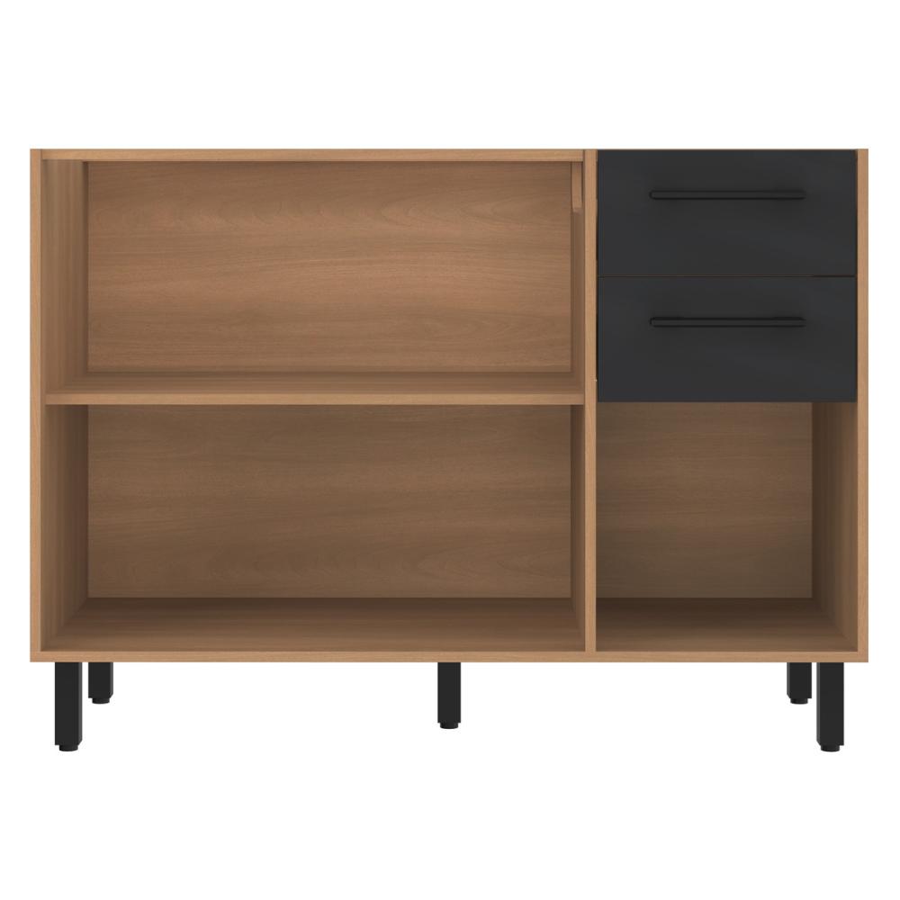 Balcão de Cozinha Gabinete Pia 120cm 3 Portas e 2 Gavetas Havana Multimóveis CR20310 Rovere/Grafite