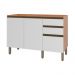 Balcão de Cozinha Gabinete Pia com 2 Portas e 3 Gavetas 120cm Multimóveis CR20397 Freijó/Branco