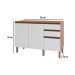 Balcão de Cozinha Gabinete Pia com 2 Portas e 3 Gavetas 120cm Multimóveis CR20397 Freijó/Branco