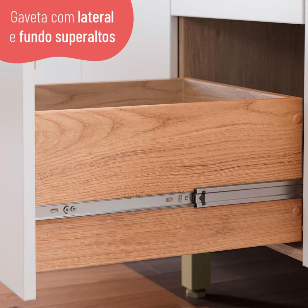 Balcão de Cozinha com Tampo 2 Portas e 3 Gavetas 120cm Multimóveis CR20398 Freijó/Branco