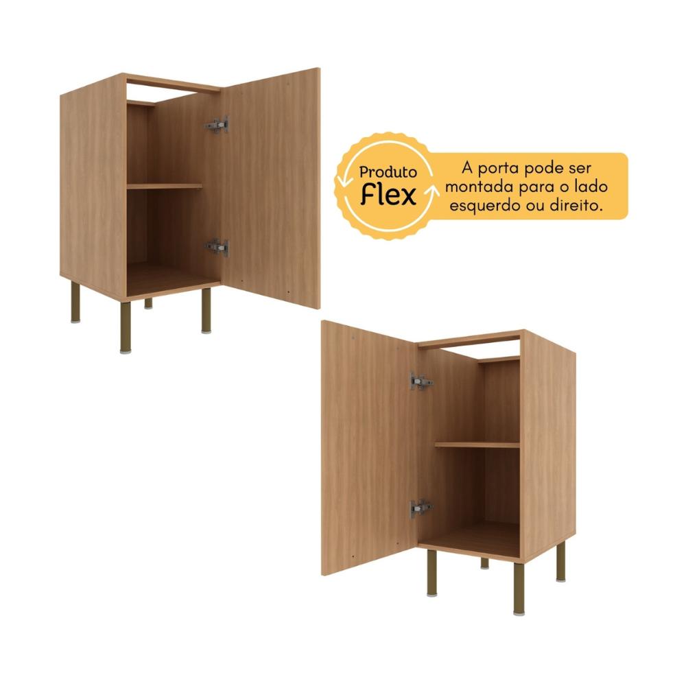 Balcão de Cozinha com Tampo e 1 Porta 40cm Multimóveis CR20458 Freijó/Mármore Branco