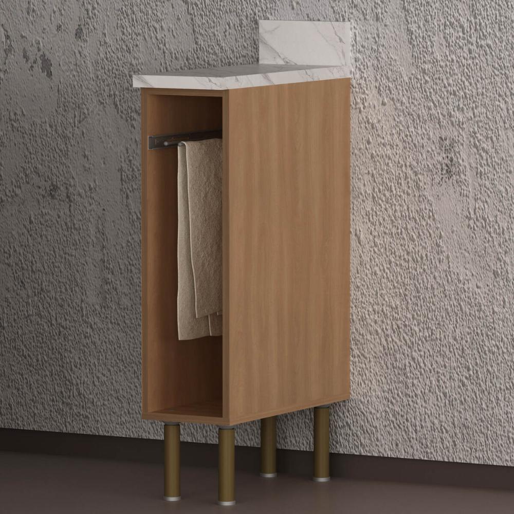 Balcão de Cozinha com Tampo e Porta-Toalhas 20cm Multimóveis CR20459 Freijó/Mármore Branco
