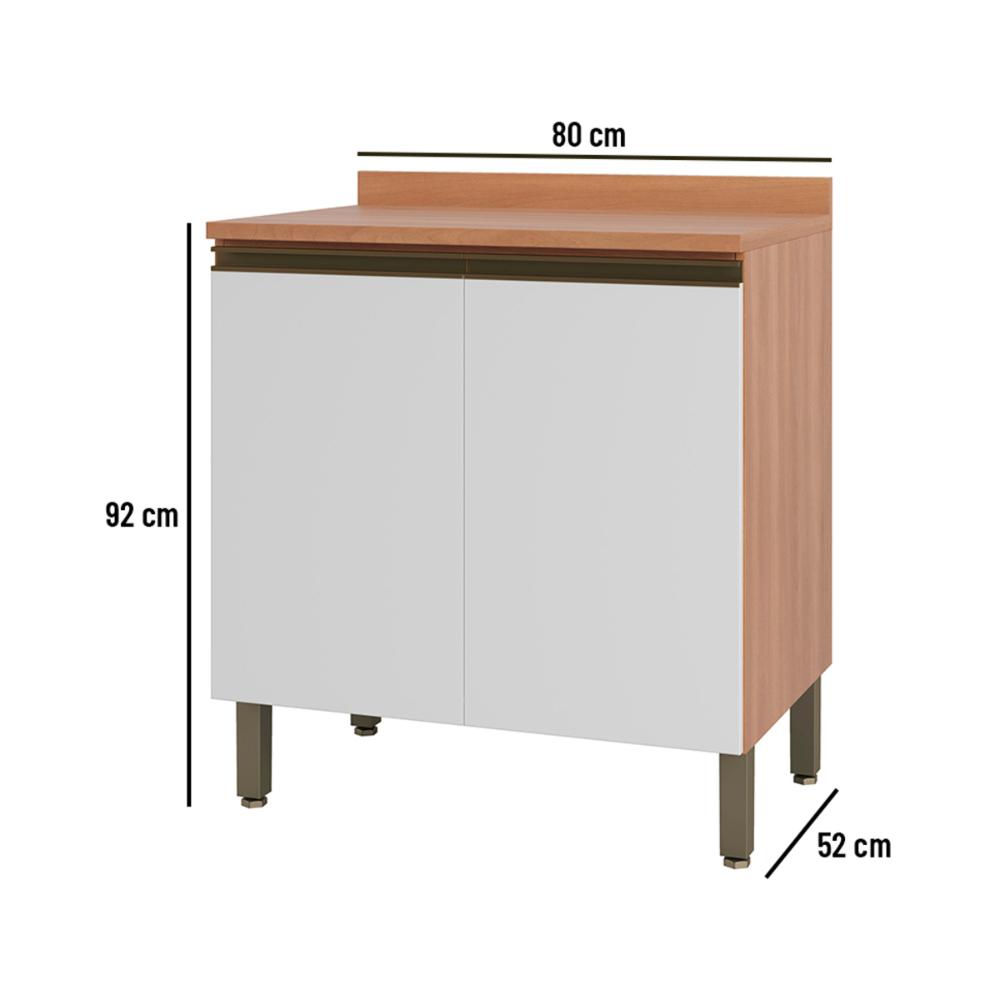 Balcão de Cozinha com Tampo para Cooktop e 2 Portas 80cm Multimóveis CR20396 Freijó/Branco