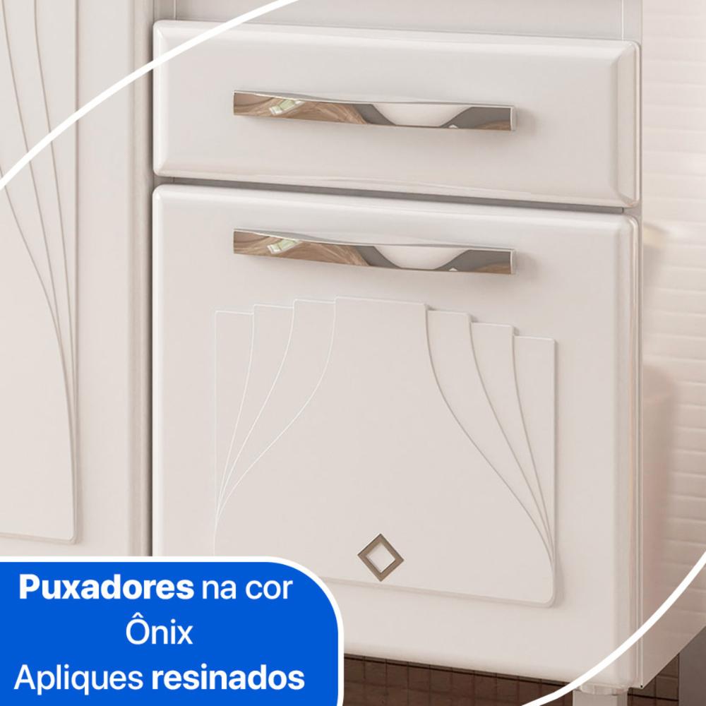 Balcão de Cozinha de Aço Gabinete para Pia 3 Portas 2 Gavetas 150cm Multimóveis CR20355 Branco