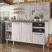 Balcão de Cozinha de Aço Gabinete para Pia 3 Portas 2 Gavetas 150cm Multimóveis CR20355 Branco/Preto