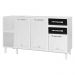 Balcão de Cozinha de Aço Gabinete para Pia 3 Portas 2 Gavetas 150cm Multimóveis CR20355 Branco/Preto