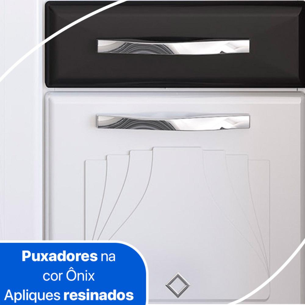 Balcão de Cozinha de Aço Gabinete para Pia 3 Portas 2 Gavetas 150cm Multimóveis CR20355 Branco/Preto