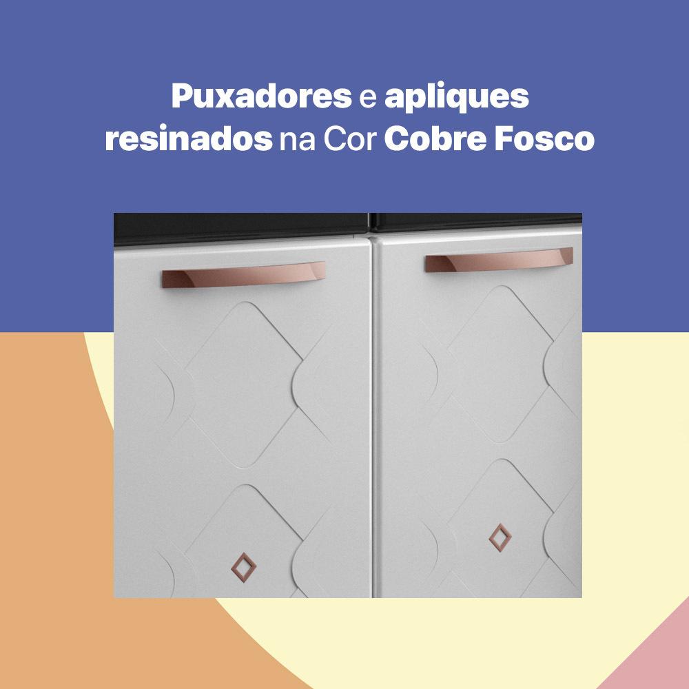 Balcão de Cozinha de Aço Triplo com Tampo Regina Multimóveis CR6126 Branco/Preto