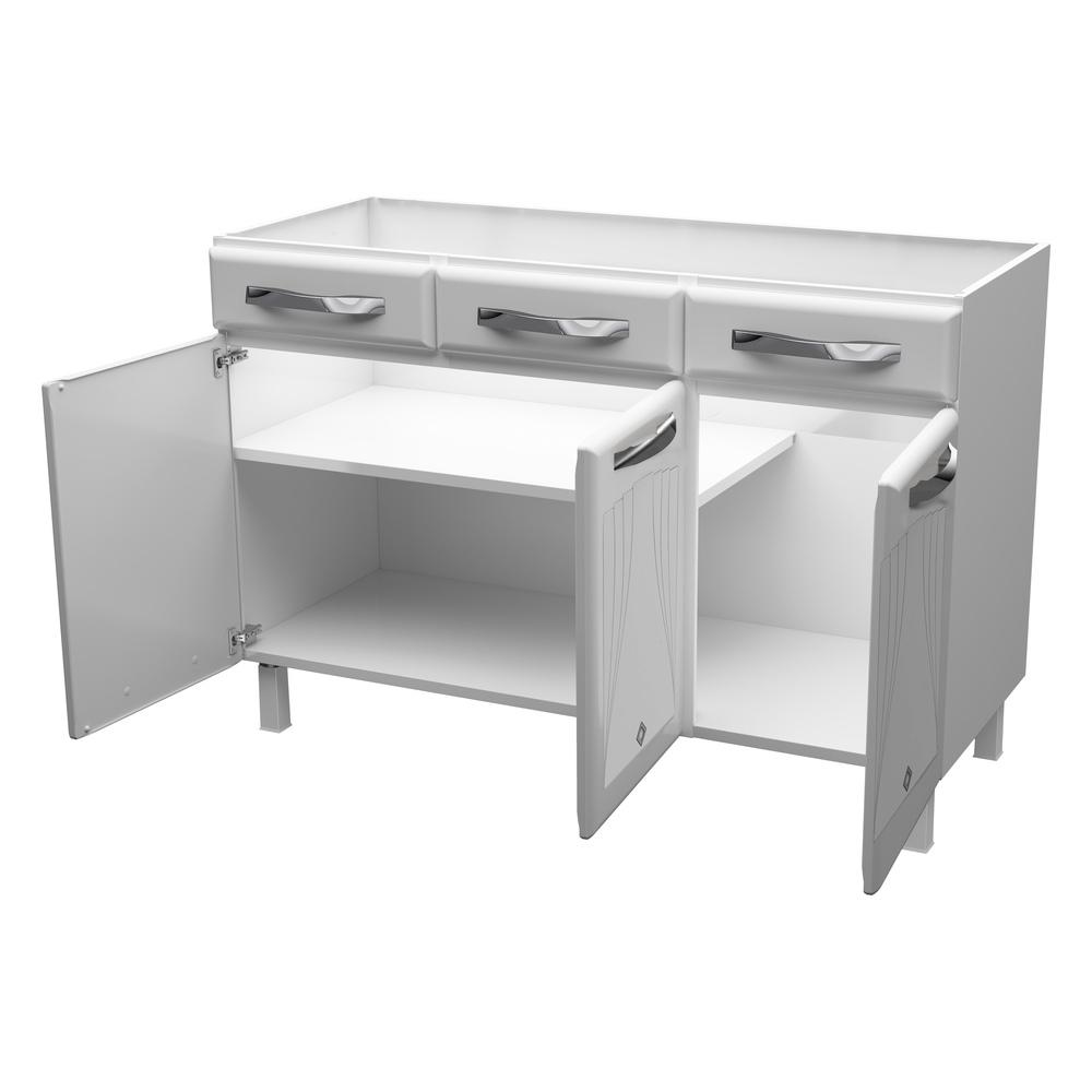 Balcão de Cozinha de Aço Triplo sem Tampo para Pia 120cm Clara Multimóveis CR6146 Branco