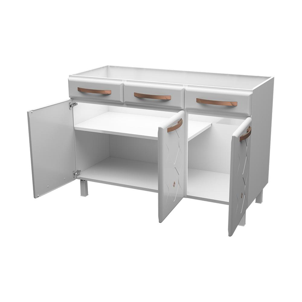 Balcão de Cozinha de Aço Triplo sem Tampo para Pia 120cm Regina Multimóveis CR6127 Branco