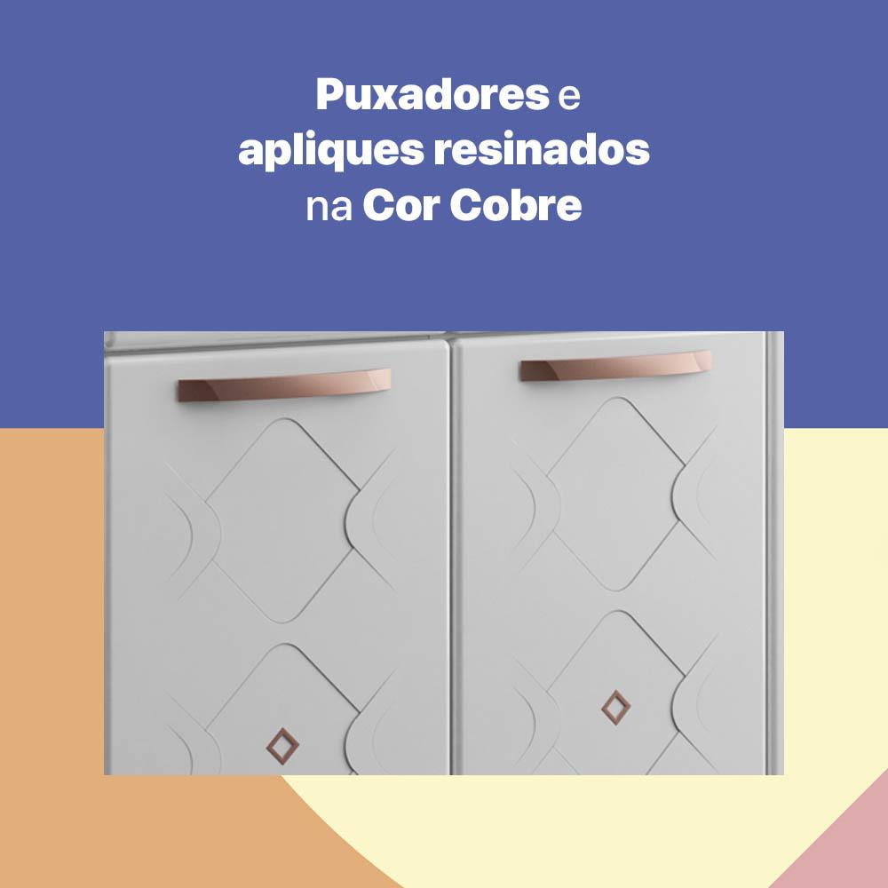 Balcão de Cozinha de Aço Triplo sem Tampo para Pia 120cm Regina Multimóveis CR6127 Branco
