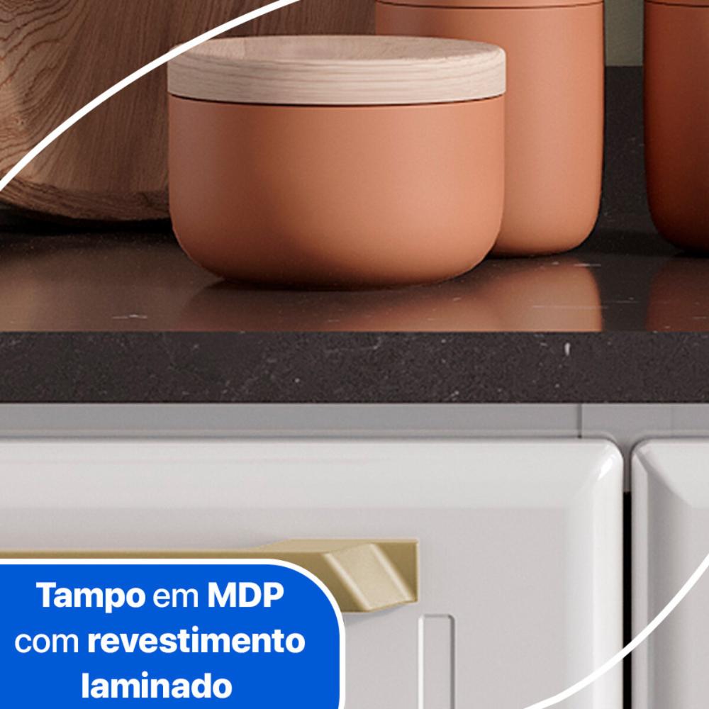 Balcão de Cozinha de Aço com Tampo 3 Portas e 1 Gaveta 105cm Multimóveis CR20361 Branco/Preto