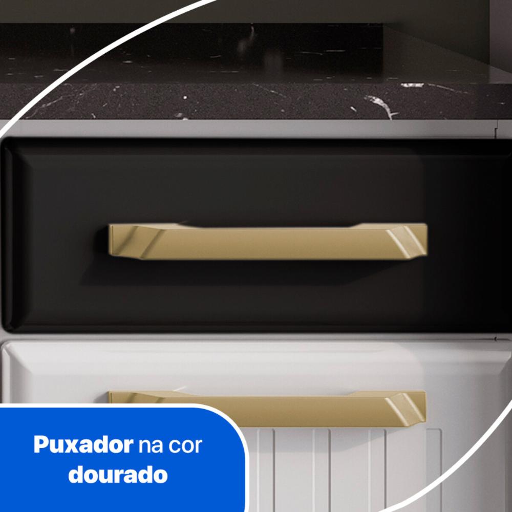 Balcão de Cozinha de Aço com Tampo 3 Portas e 1 Gaveta 105cm Multimóveis CR20361 Branco/Preto