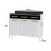 Balcão de Cozinha de Aço com Tampo 3 Portas e 3 Gavetas 105cm Multimóveis CR20360 Branco/Preto