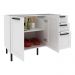 Balcão de Cozinha em MDF com Tampo 2 Portas e 3 Gavetas 120cm Multimóveis CR20462 Branco/Carvalho Tropical