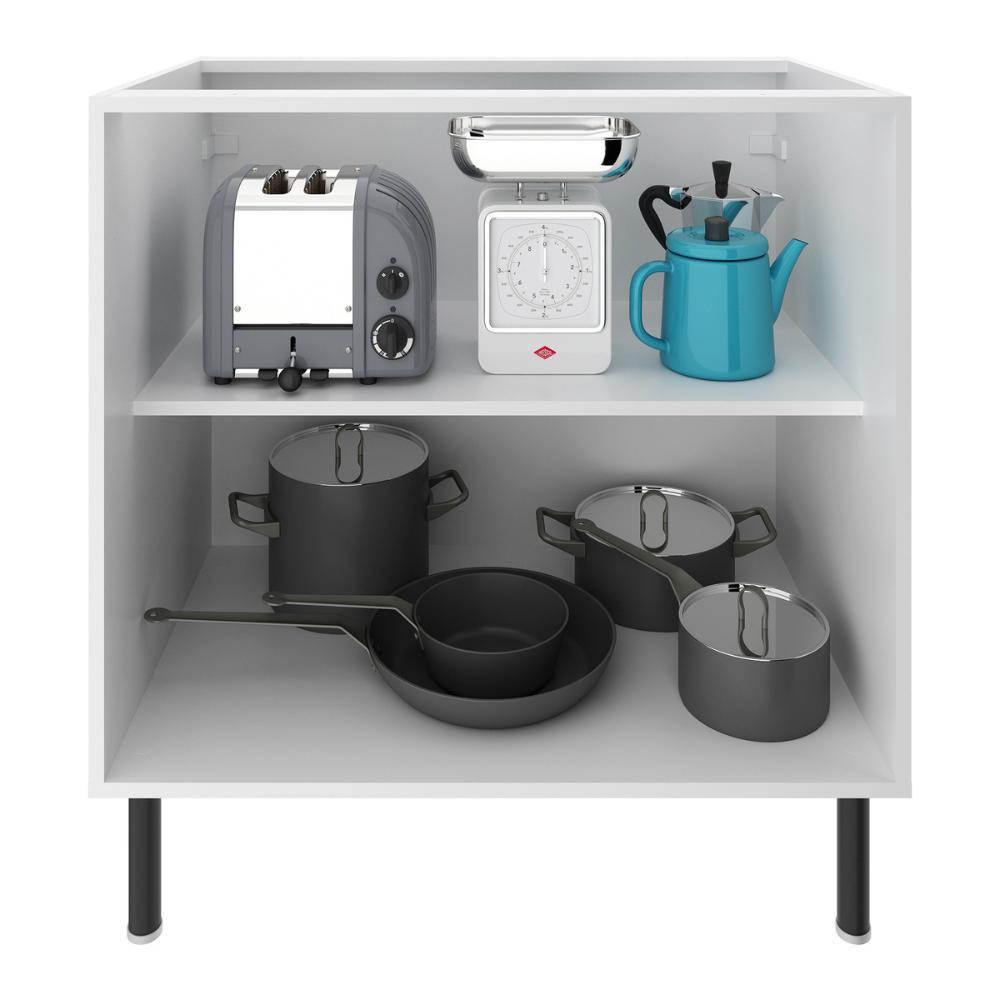 Balcão de Cozinha em MDF com Tampo e 2 Portas 80cm Multimóveis CR20463 Branco/Carvalho Tropical