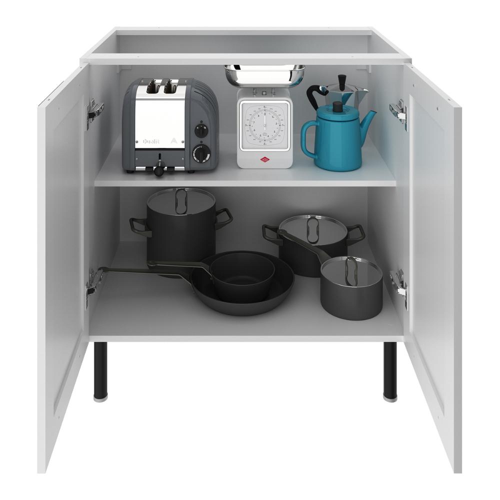 Balcão de Cozinha em MDF com Tampo e 2 Portas 80cm Multimóveis CR20463 Branco/Carvalho Tropical