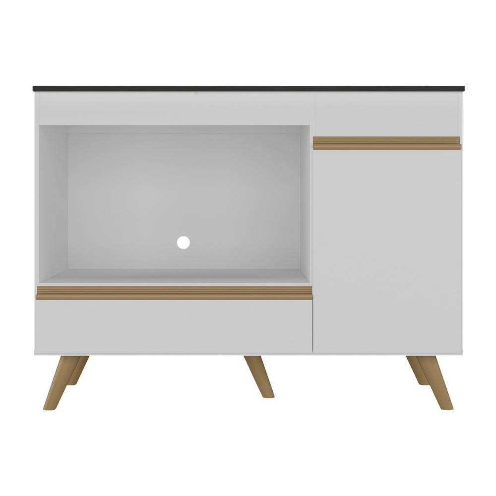 Balcão para Cooktop e Forno 105cm 1 Porta 1 Gaveta Veneza Multimóveis MP2258 Branco/Dourado