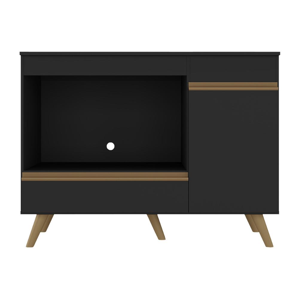 Balcão para Cooktop e Forno 105cm 1 Porta 1 Gaveta Veneza Multimóveis MP2258 Preto/Dourado