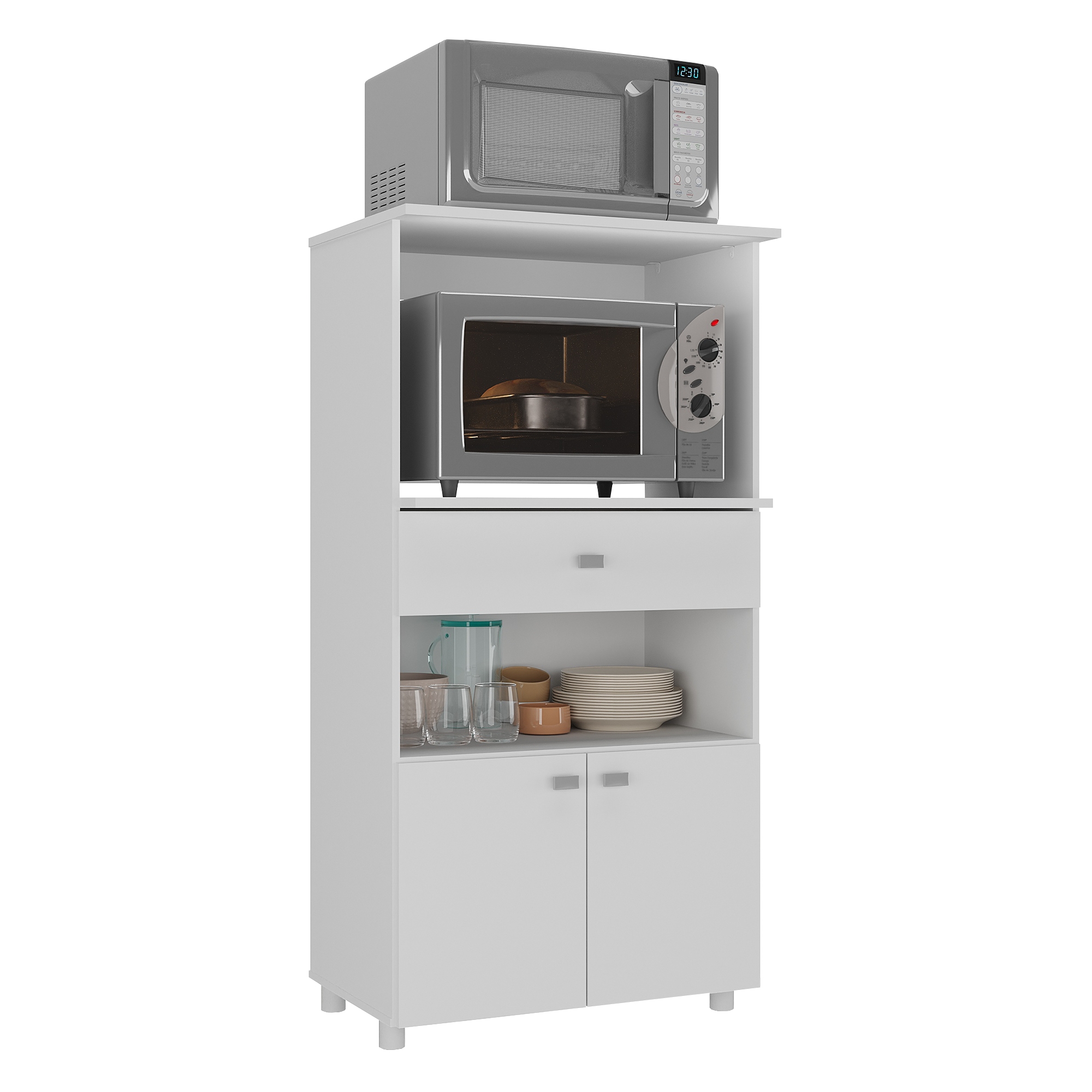 Balcão para Forno e Microondas Multimóveis 2 Portas 1 Gaveta FG4060G Branco