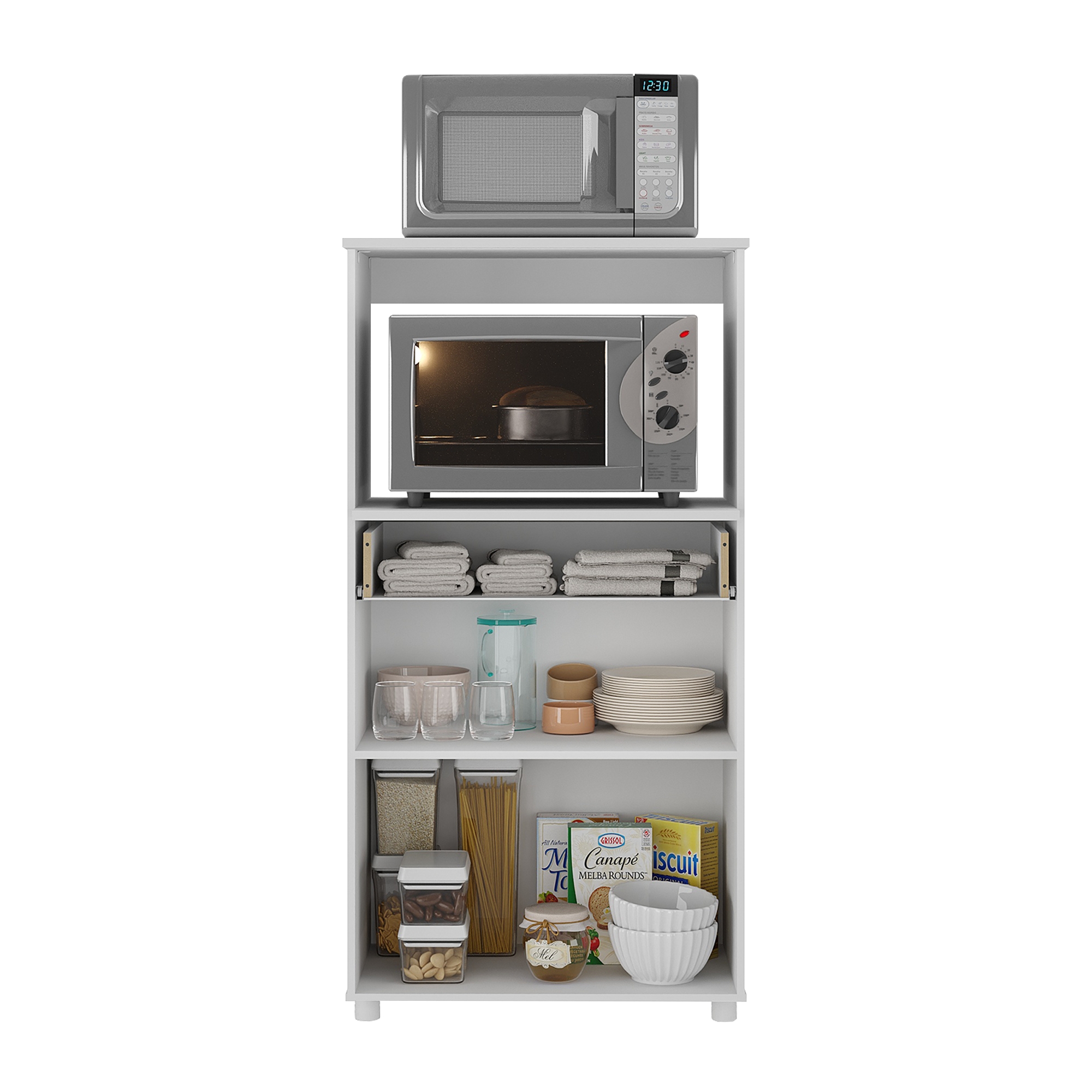 Balcão para Forno e Microondas Multimóveis 2 Portas 1 Gaveta FG4060G Branco