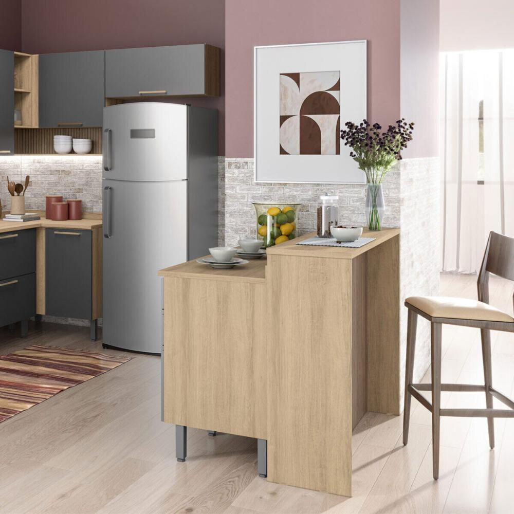 Bancada Balcão de Cozinha 125cm Multimóveis CR20373 Mel/Brise