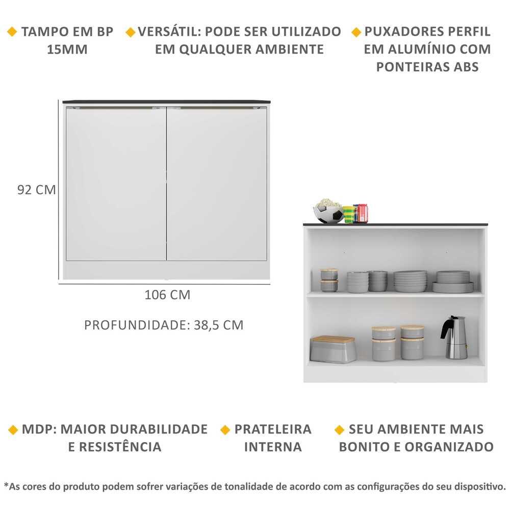 Bancada Balcão/Mesa Cozinha Bélgica Multimóveis BR5484 Branca