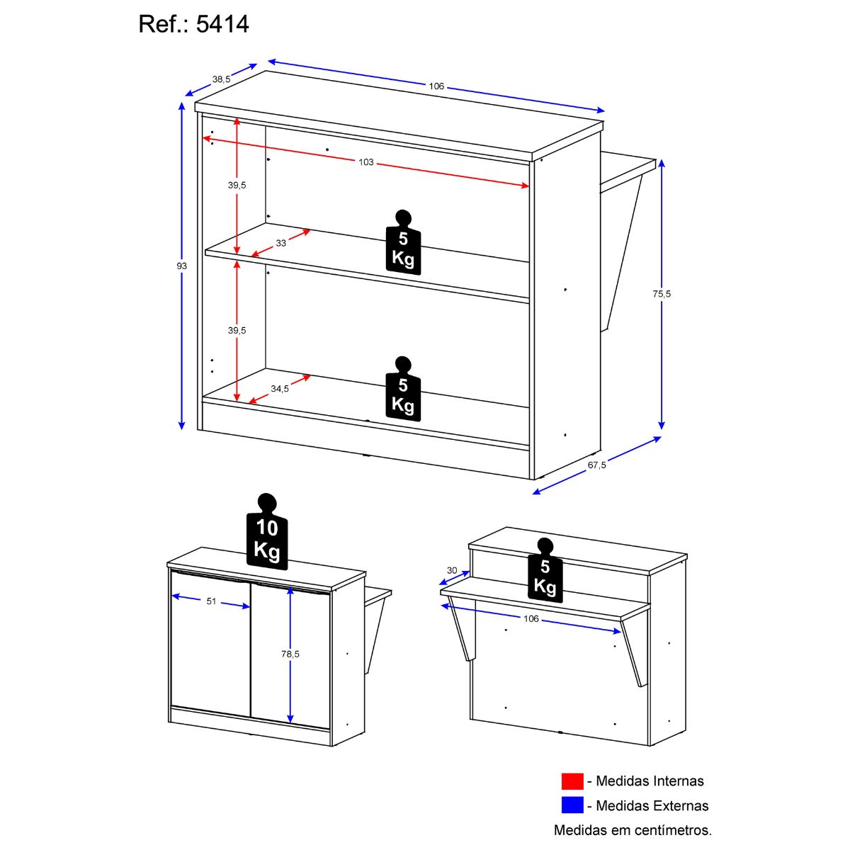 Bancada Balcão/Mesa Cozinha Calábria Multimóveis 5414 Madeirado