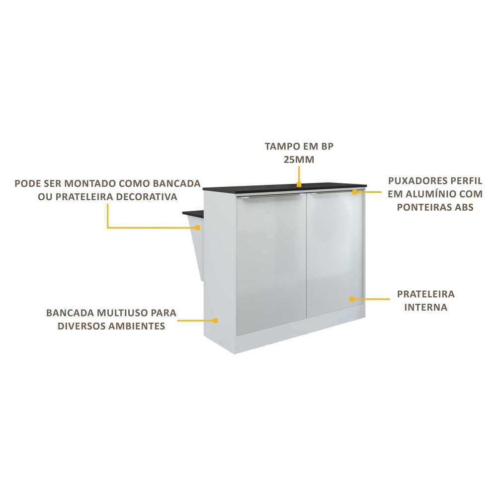 Bancada Balcão/Mesa Cozinha Mariah Multimóveis MP5484 Branca